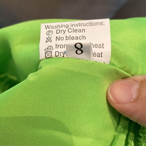 Women’s Lime Green Short Chiffon Prom Party Homecoming Dress Size 8 NWT - Picture 7 of 10